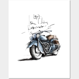 Vintage Motorcycle Sketch Posters and Art